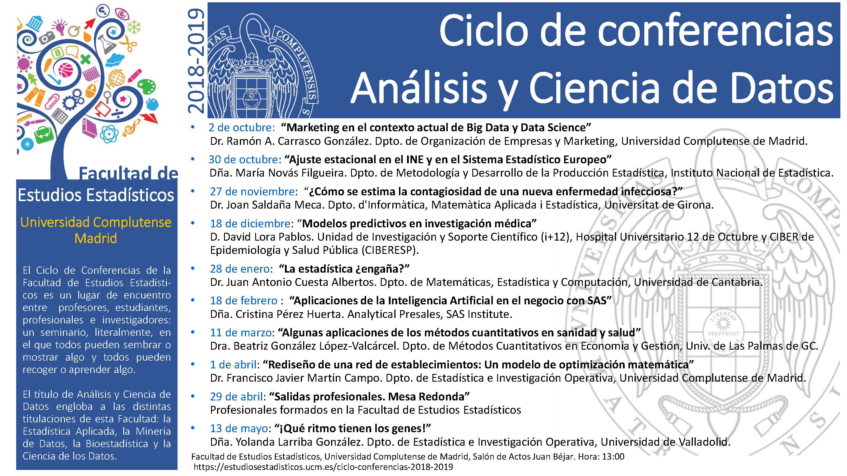 Ciclo de conferencias "Análisis y Ciencia de Datos" (Curso 2018/19)